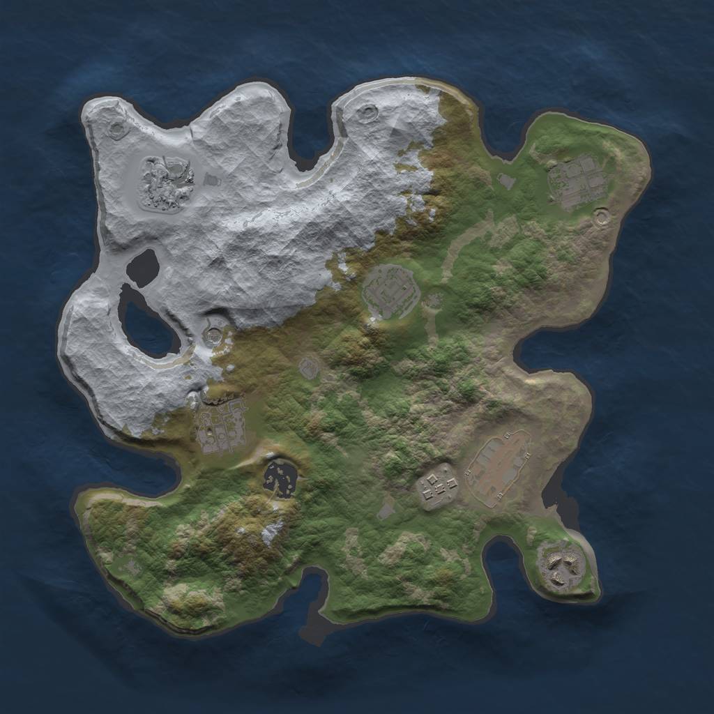 Rust Map: Barren, Size: 3000, Seed: 17, 11 Monuments