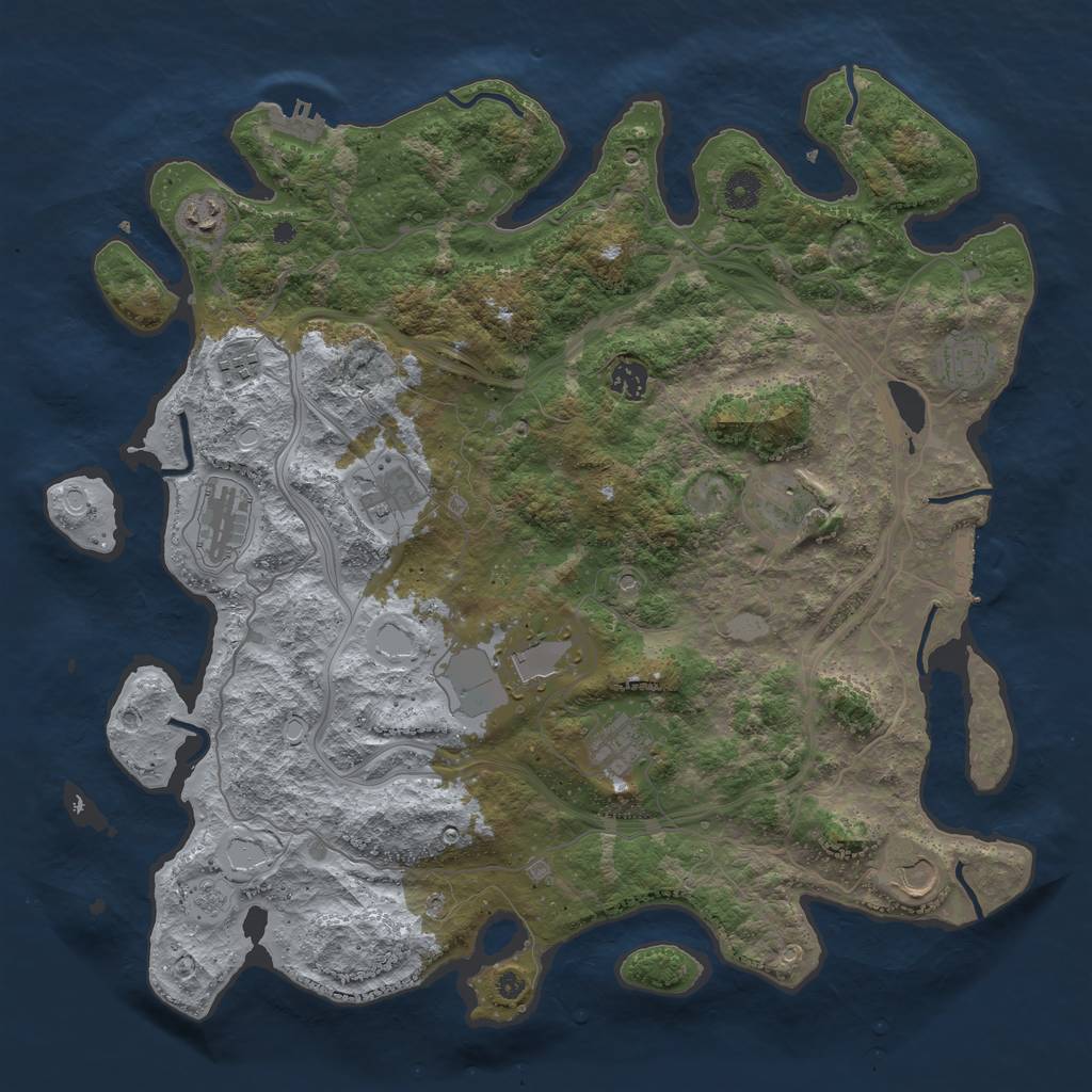 Rust Map: Procedural Map, Size: 4250, Seed: 1038369279, 19 Monuments