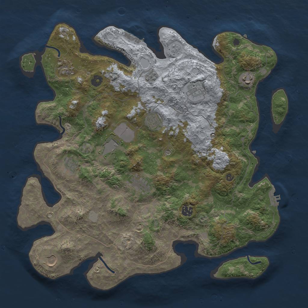 Rust Map: Procedural Map, Size: 4000, Seed: 1332323, 19 Monuments