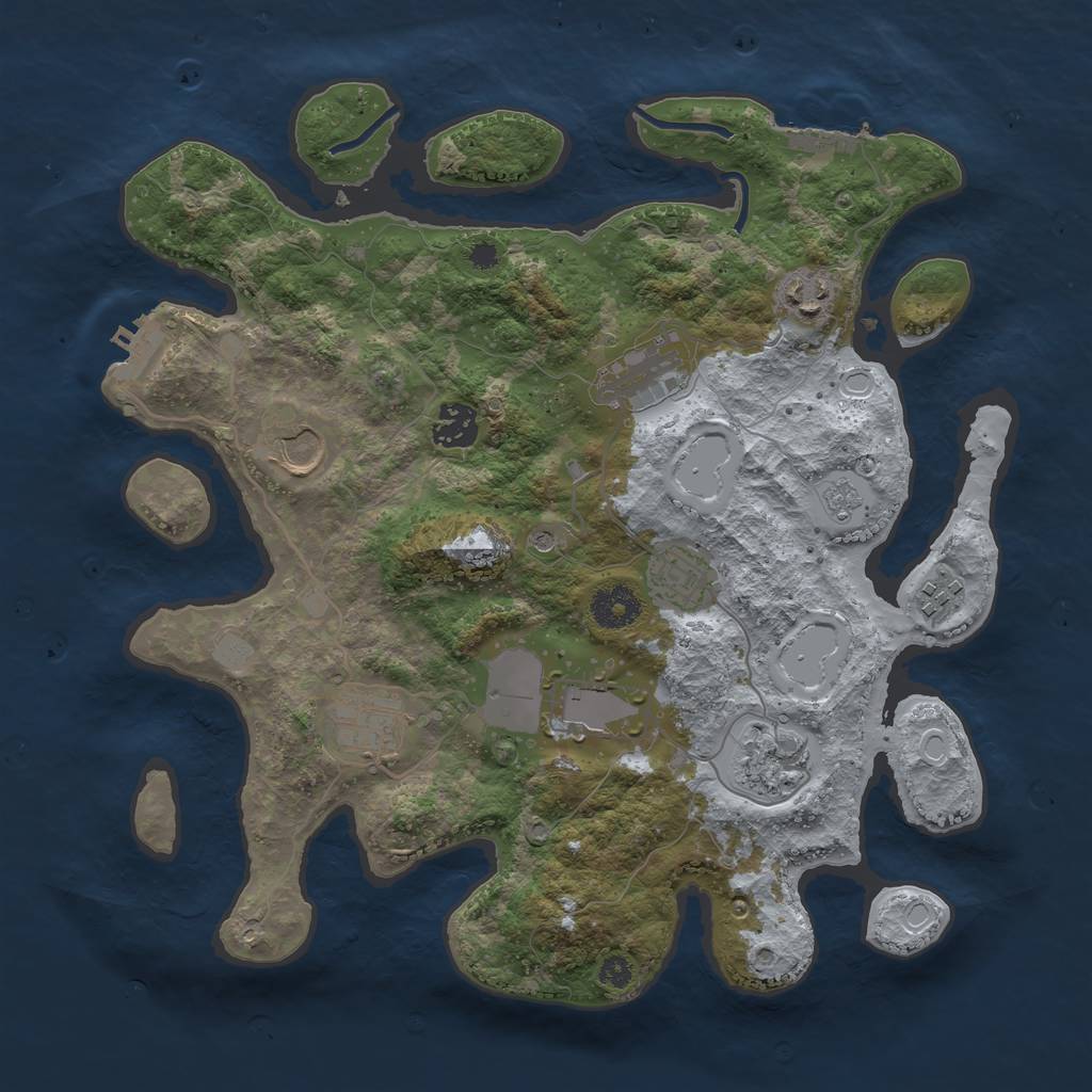 Rust Map: Procedural Map, Size: 3500, Seed: 5736751, 18 Monuments