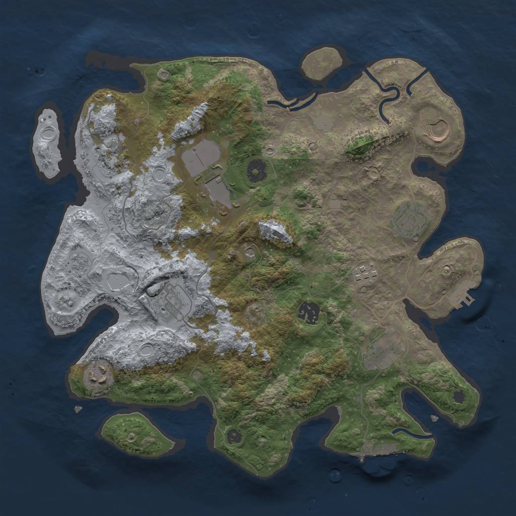 Rust Map: Procedural Map, Size: 3500, Seed: 28860113, 18 Monuments