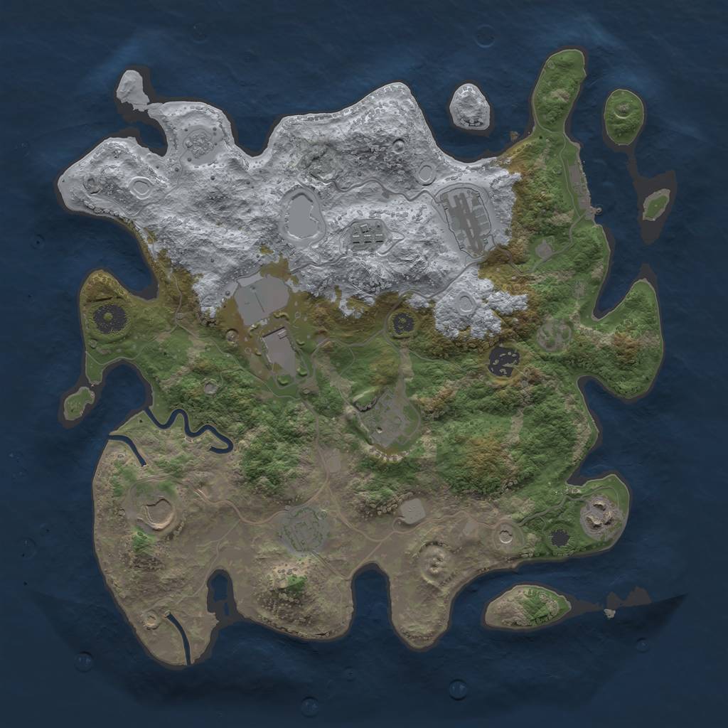 Rust Map: Procedural Map, Size: 3500, Seed: 55991628, 16 Monuments
