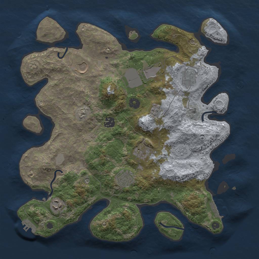 Rust Map: Procedural Map, Size: 3500, Seed: 21037841, 17 Monuments