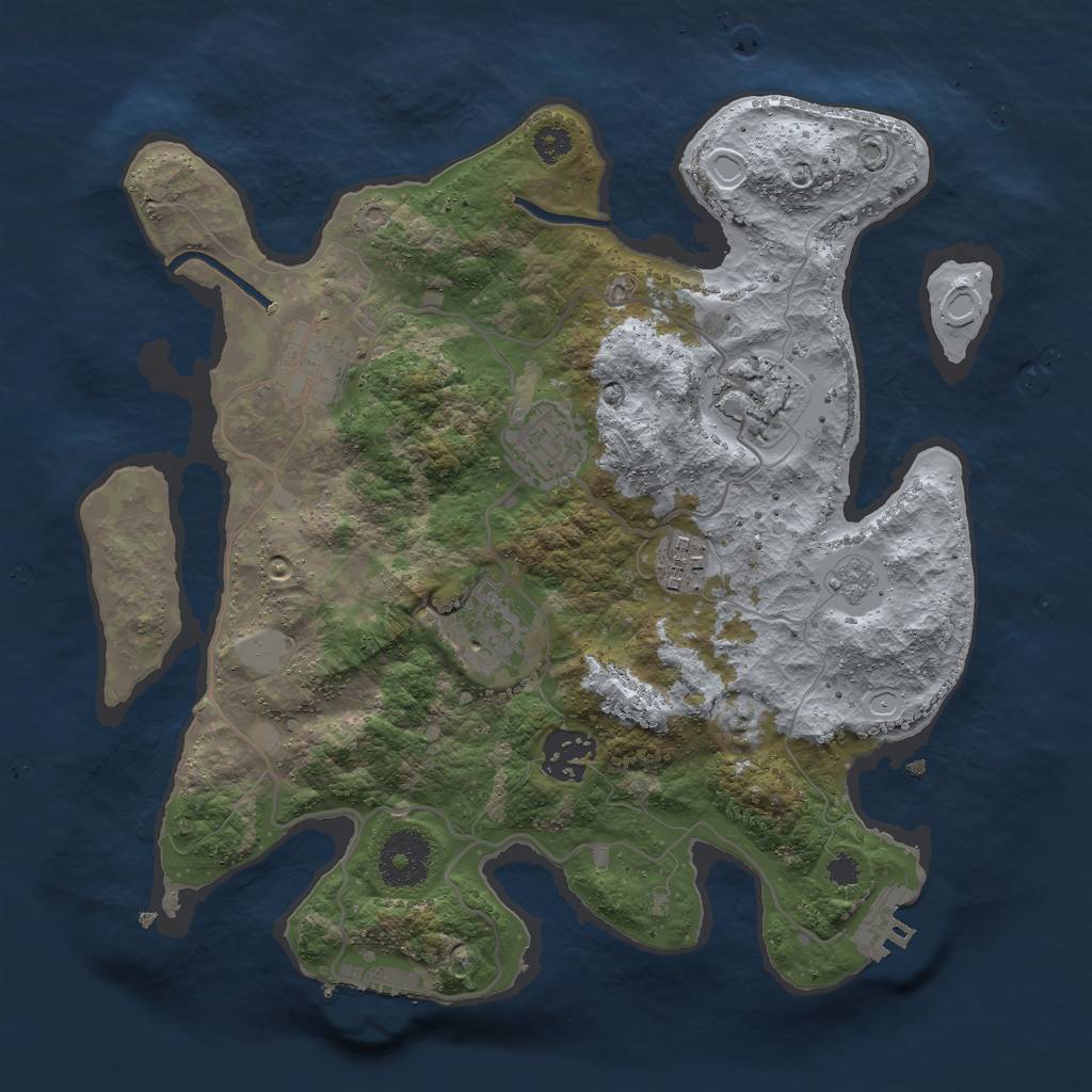 Rust Map: Procedural Map, Size: 3000, Seed: 3960475, 14 Monuments