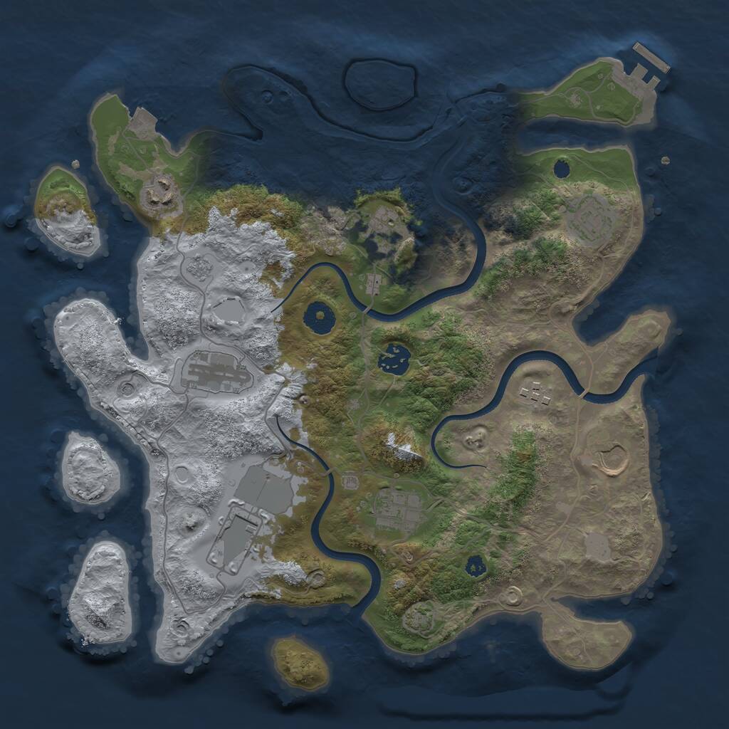 Rust Map: Procedural Map, Size: 3500, Seed: 15263968, 14 Monuments