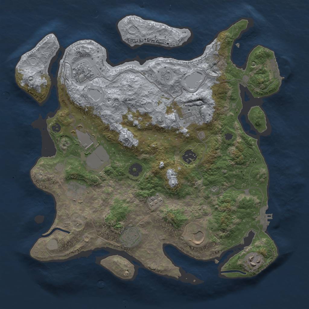 Rust Map: Procedural Map, Size: 3500, Seed: 53377706, 18 Monuments