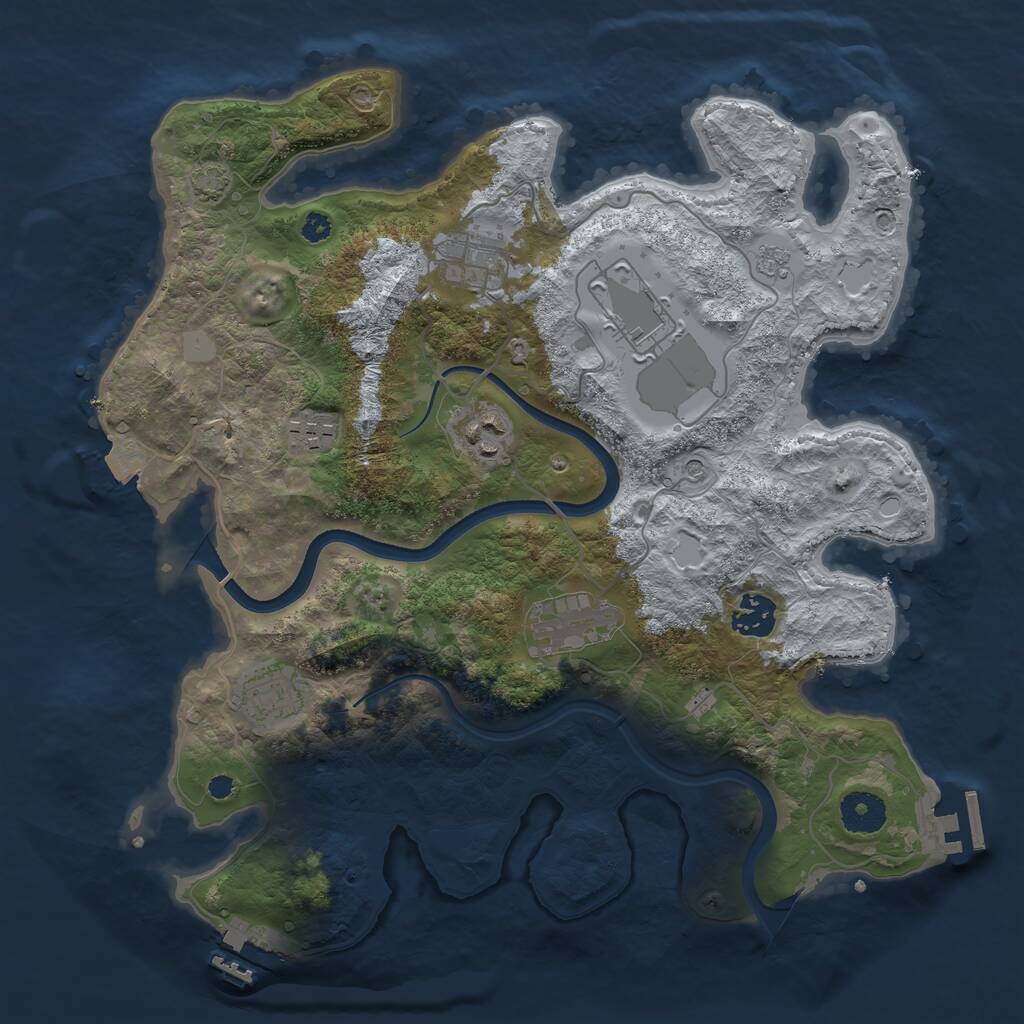 Rust Map: Procedural Map, Size: 3500, Seed: 95475016, 13 Monuments