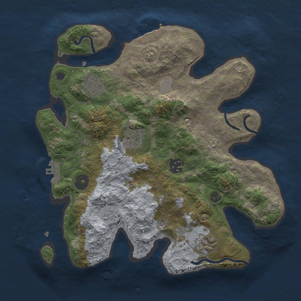 Rust Map: Procedural Map, Size: 3000, Seed: 1057885992, 13 Monuments