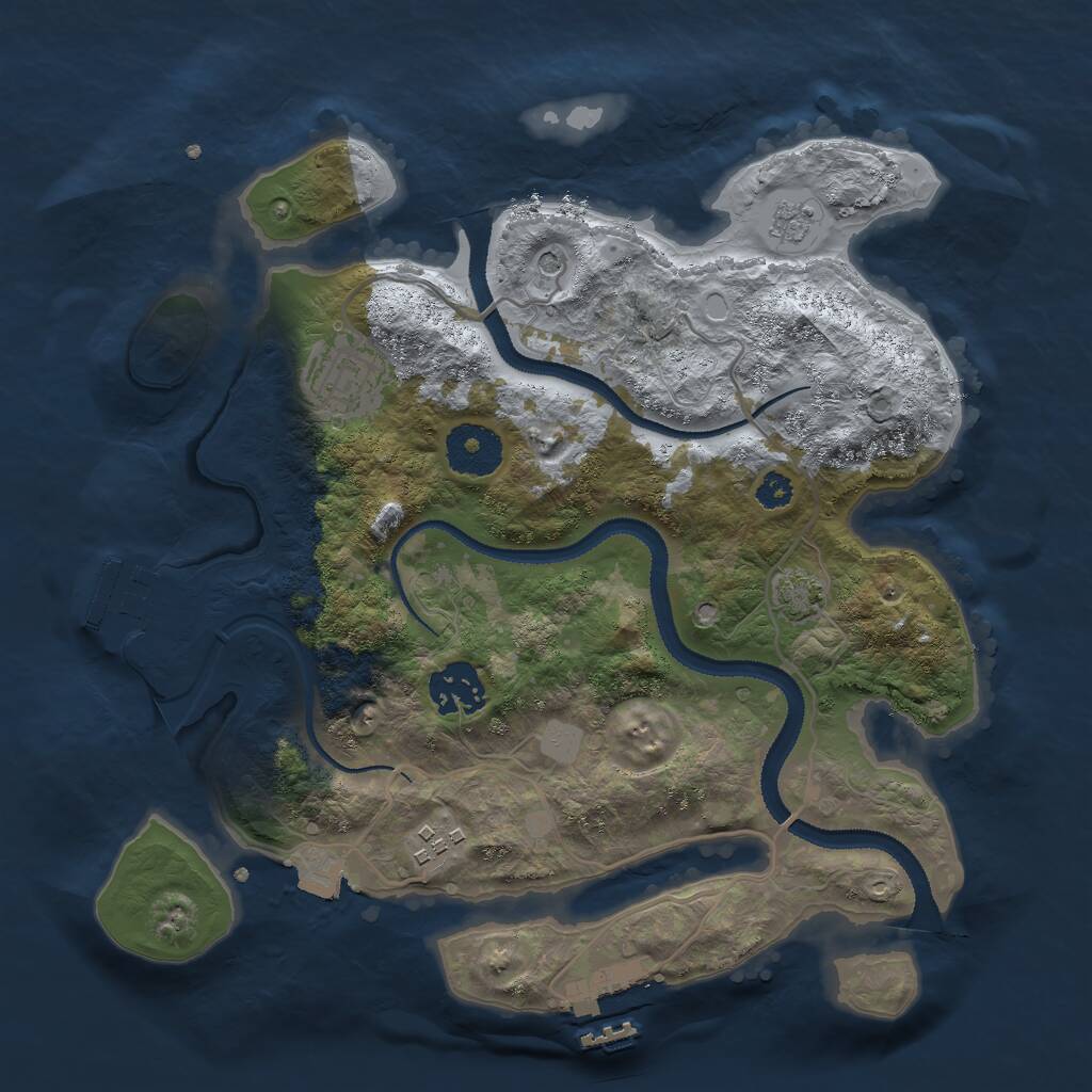 Rust Map: Procedural Map, Size: 3000, Seed: 317326280, 9 Monuments