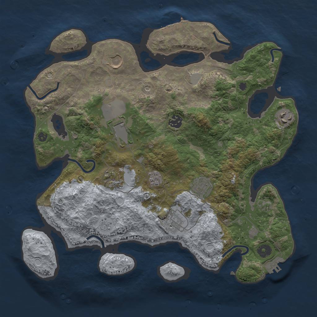 Rust Map: Procedural Map, Size: 3500, Seed: 44140498, 17 Monuments