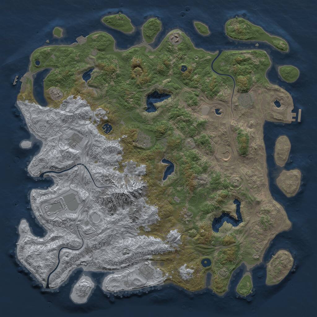 Rust Map: Procedural Map, Size: 5000, Seed: 1151284335, 16 Monuments