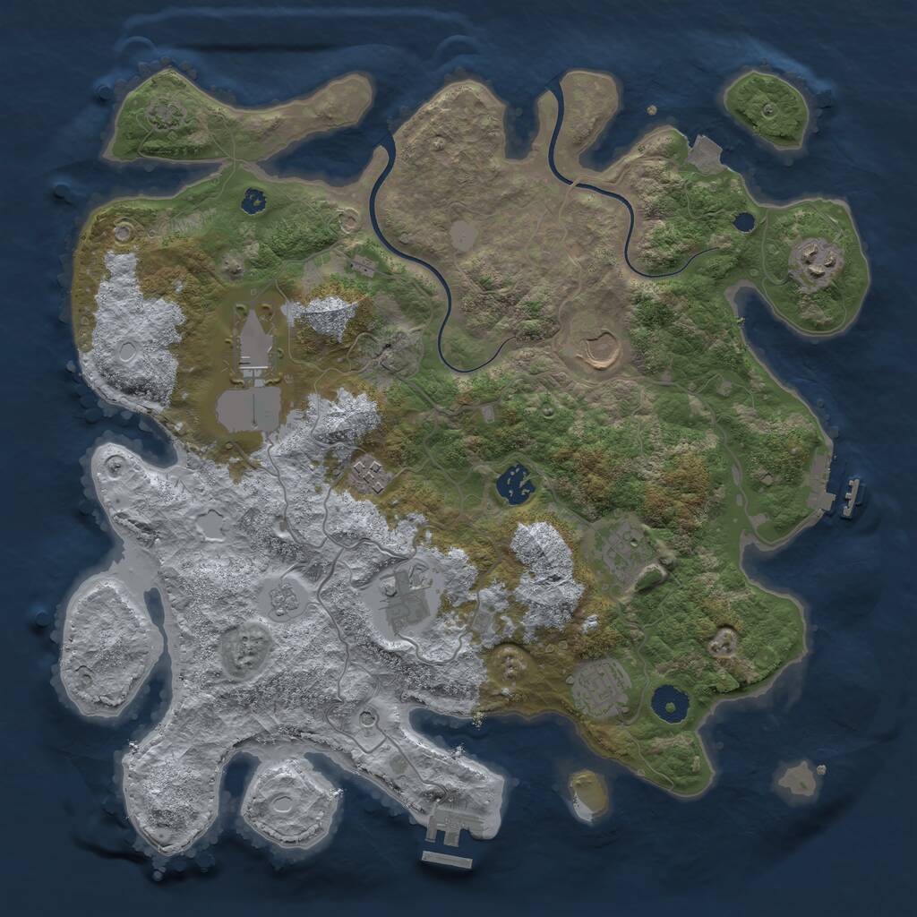 Rust Map: Procedural Map, Size: 3700, Seed: 409404198, 14 Monuments