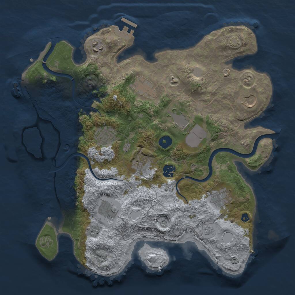 Rust Map: Procedural Map, Size: 3500, Seed: 23651762, 16 Monuments
