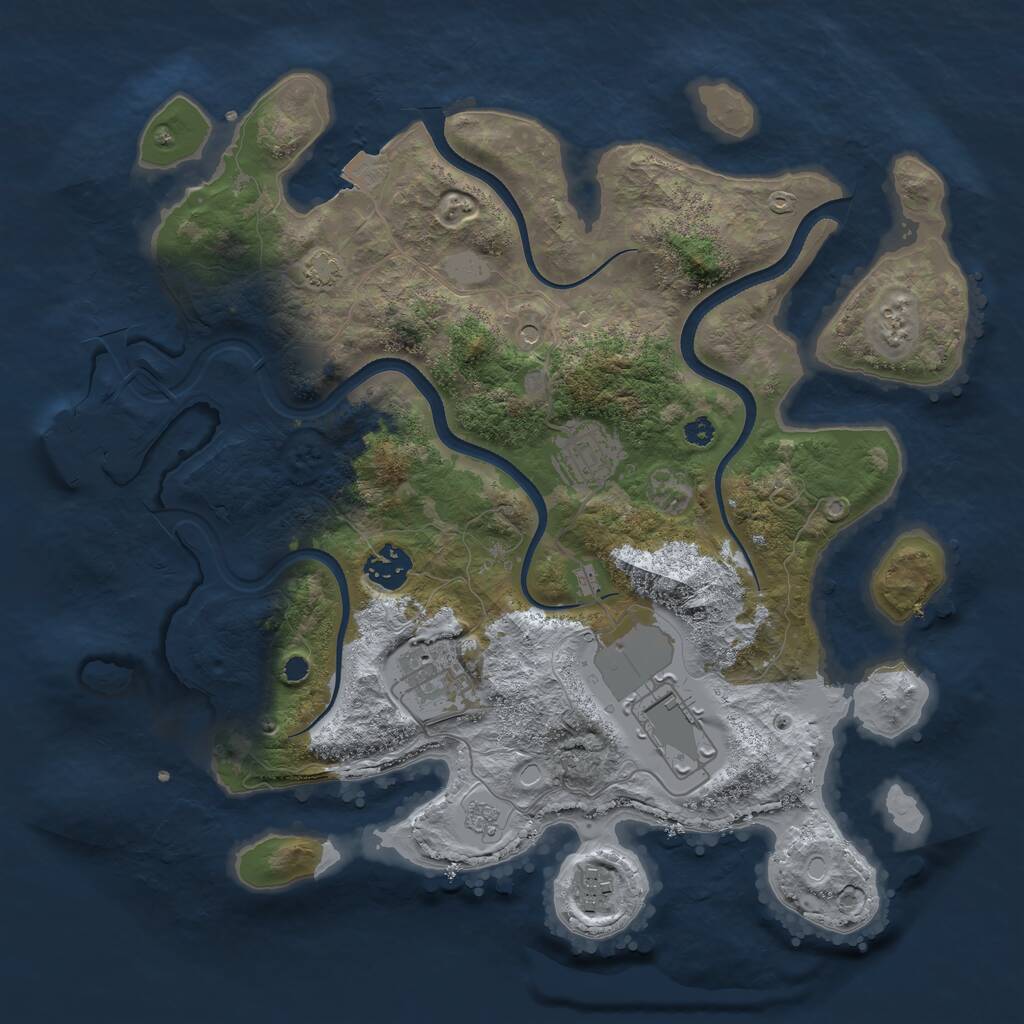 Rust Map: Procedural Map, Size: 3500, Seed: 43795260, 10 Monuments