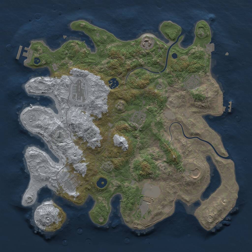 Rust Map: Procedural Map, Size: 3700, Seed: 9053308, 15 Monuments