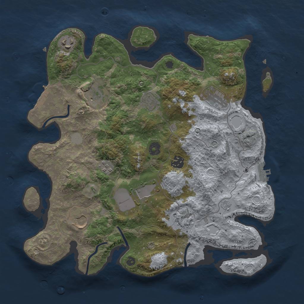 Rust Map: Procedural Map, Size: 3500, Seed: 9757094, 18 Monuments