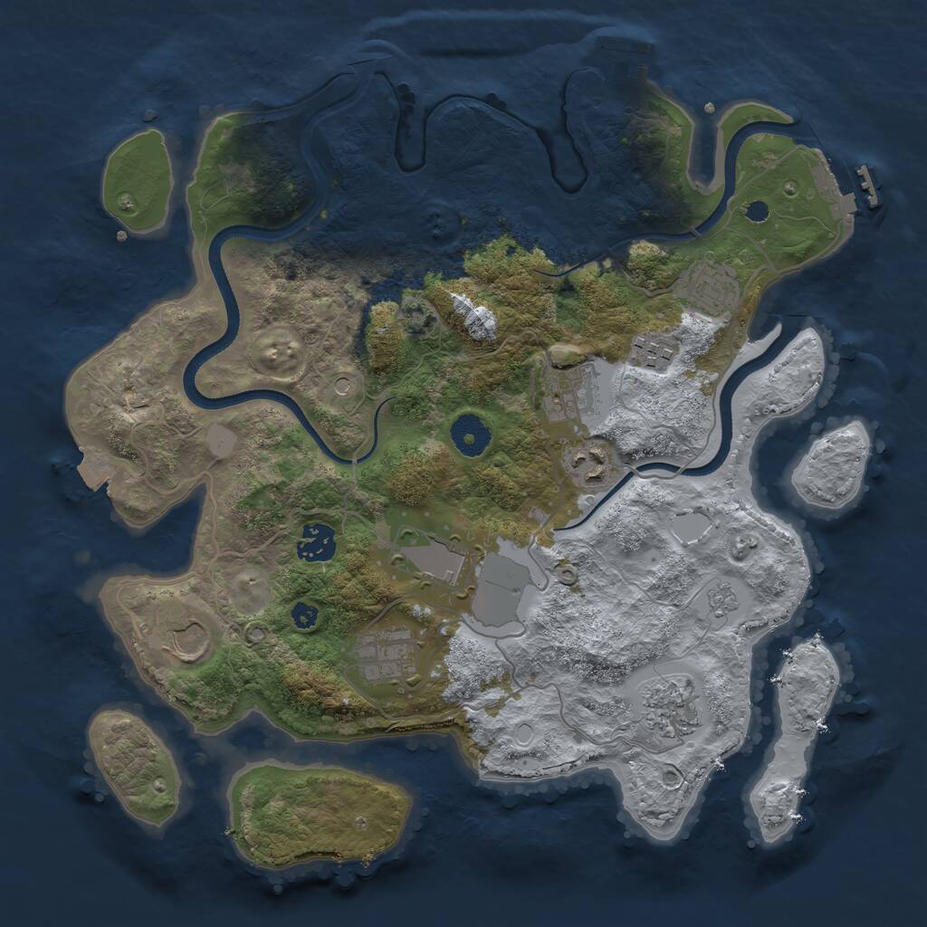 Rust Map: Procedural Map, Size: 3500, Seed: 39518682, 15 Monuments