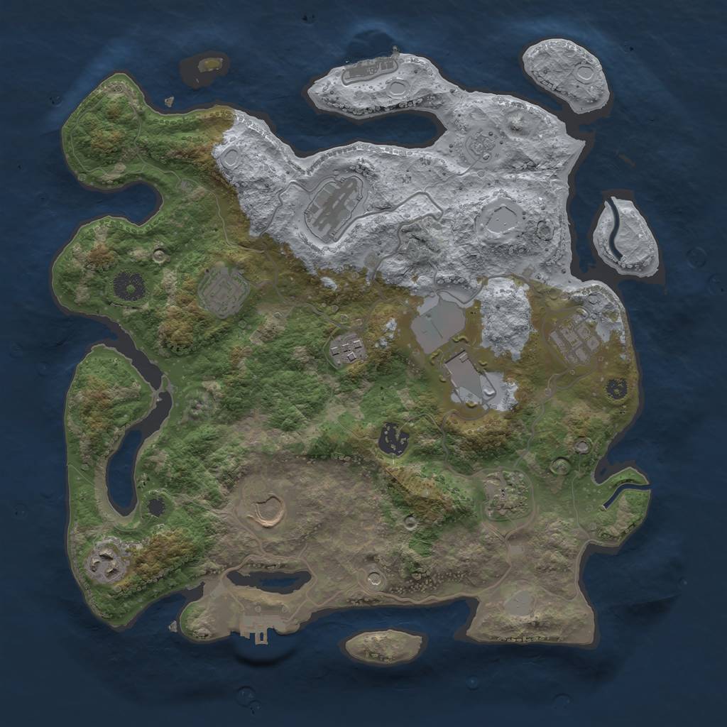 Rust Map: Procedural Map, Size: 3500, Seed: 120369430, 18 Monuments