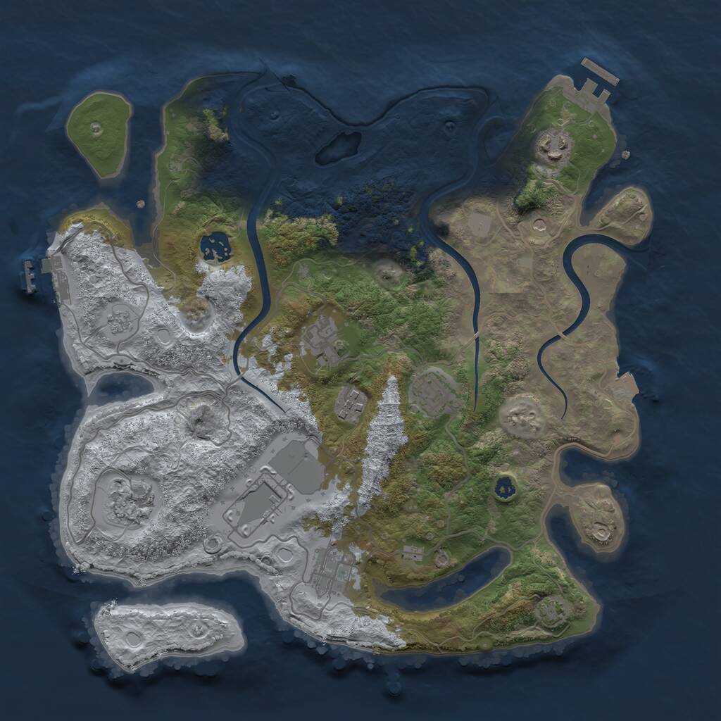 Rust Map: Procedural Map, Size: 3500, Seed: 76998729, 14 Monuments