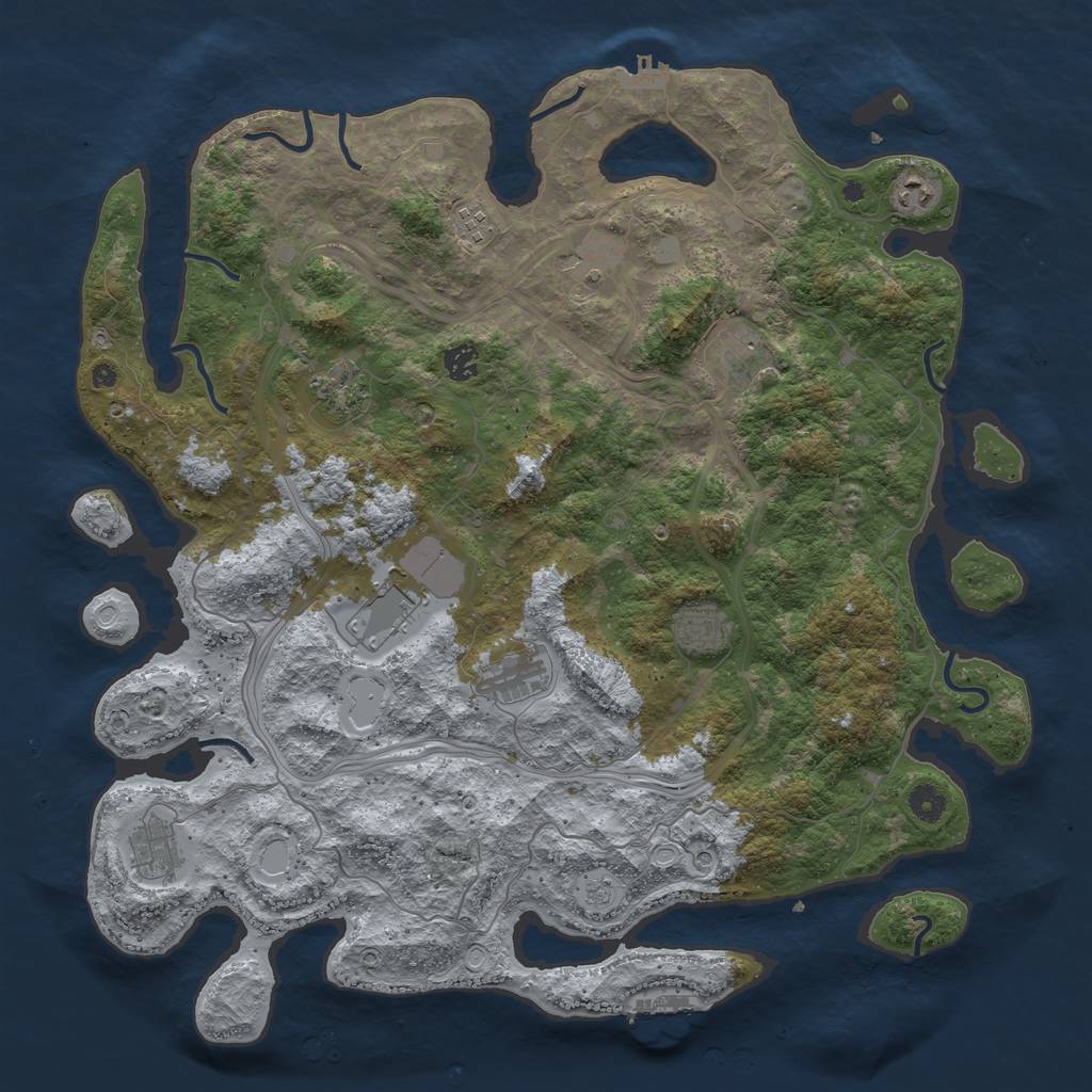 Rust Map: Procedural Map, Size: 4500, Seed: 111122, 19 Monuments