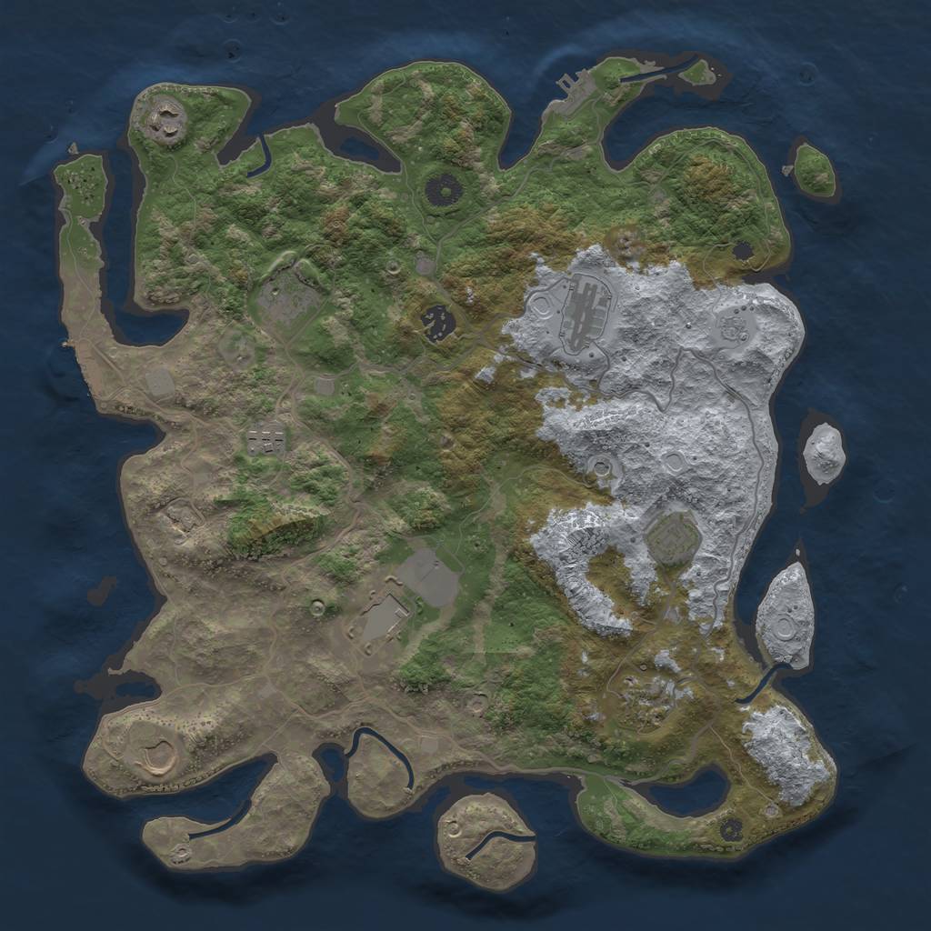 Rust Map: Procedural Map, Size: 4000, Seed: 1008453, 18 Monuments