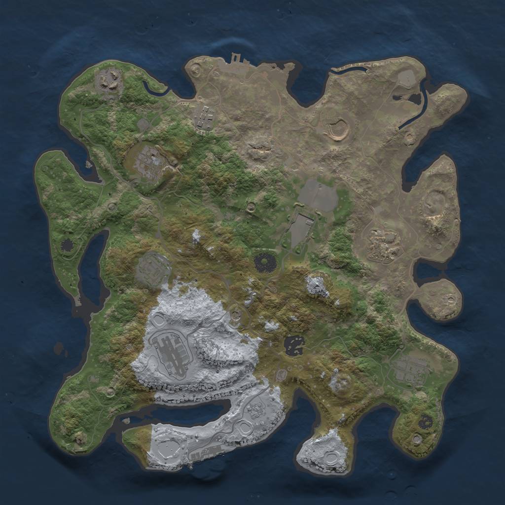 Rust Map: Procedural Map, Size: 3500, Seed: 1223033789, 19 Monuments