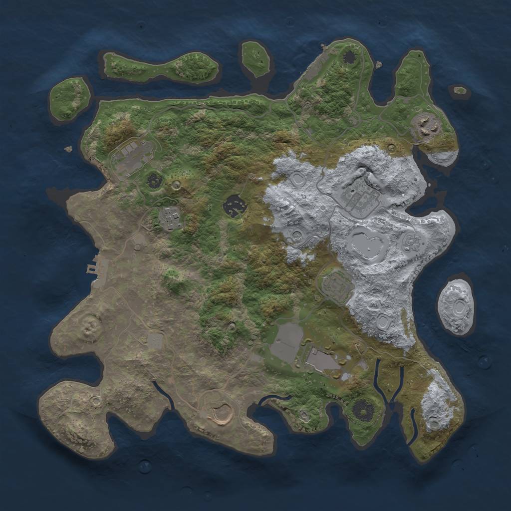 Rust Map: Procedural Map, Size: 3500, Seed: 31103009, 17 Monuments