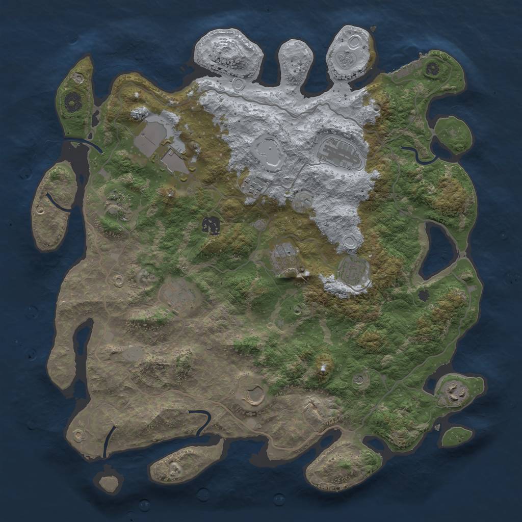 Rust Map: Procedural Map, Size: 4050, Seed: 2007774202, 18 Monuments
