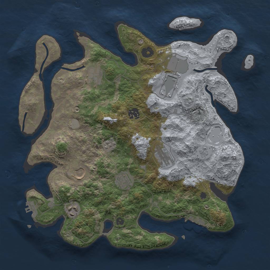Rust Map: Procedural Map, Size: 3500, Seed: 279775801, 16 Monuments