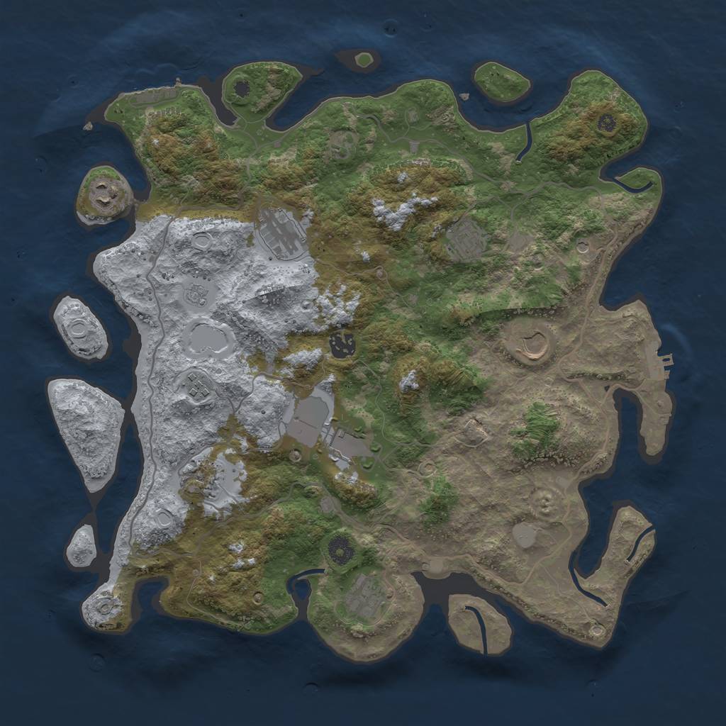 Rust Map: Procedural Map, Size: 4000, Seed: 4512345, 18 Monuments