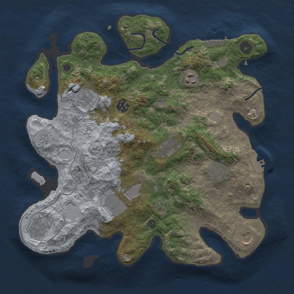 Rust Map: Procedural Map, Size: 3500, Seed: 37112163, 18 Monuments