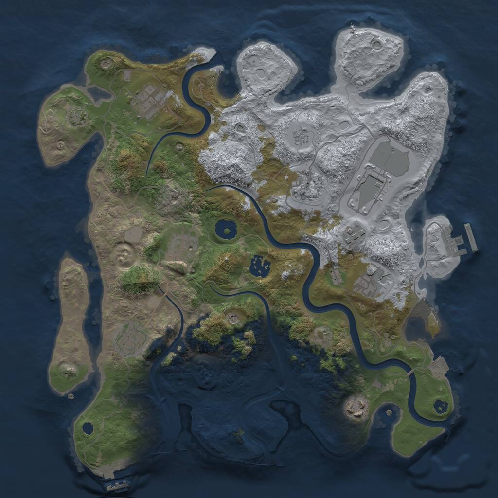 Rust Map: Procedural Map, Size: 3500, Seed: 1602214637, 15 Monuments