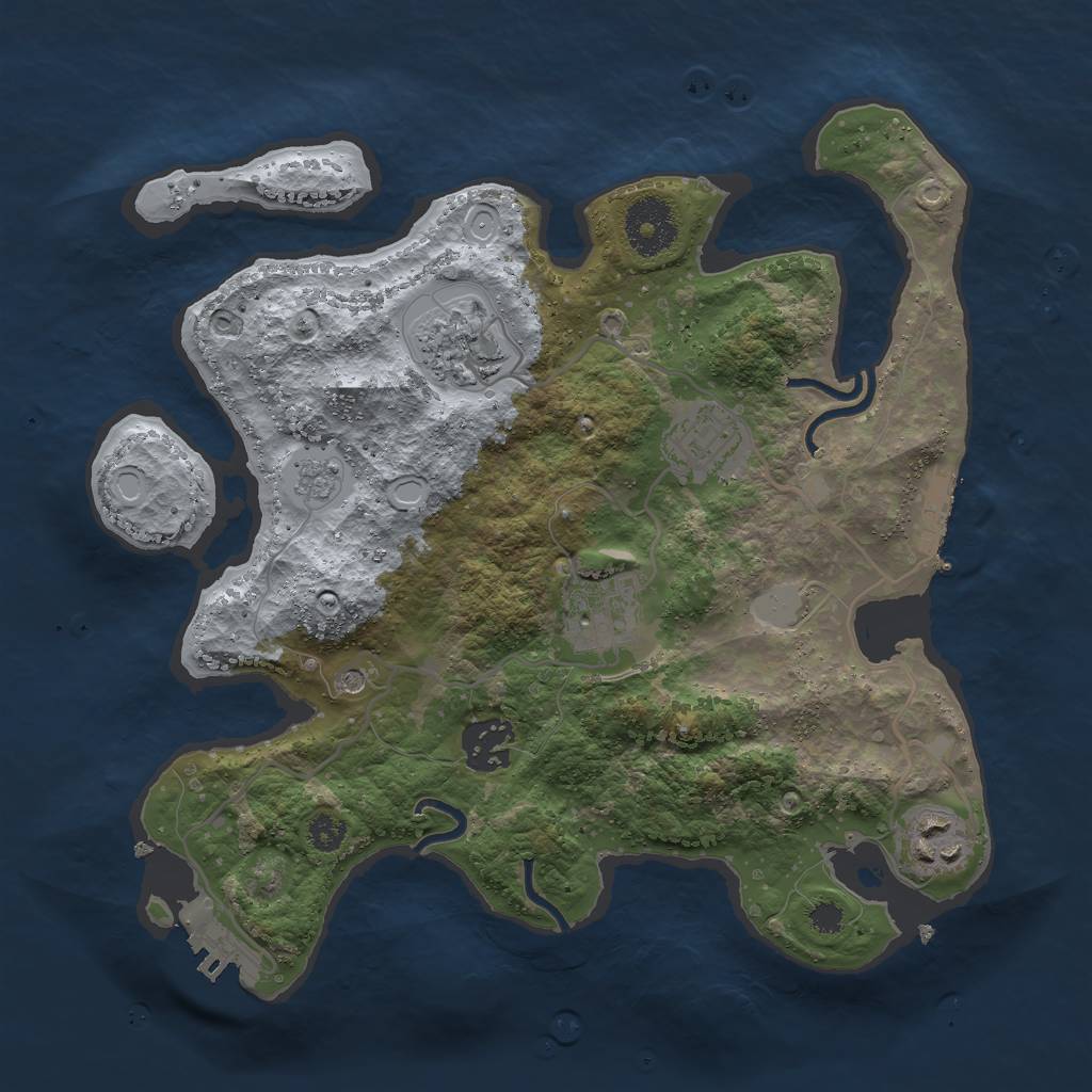 Rust Map: Procedural Map, Size: 3000, Seed: 1977743935, 14 Monuments