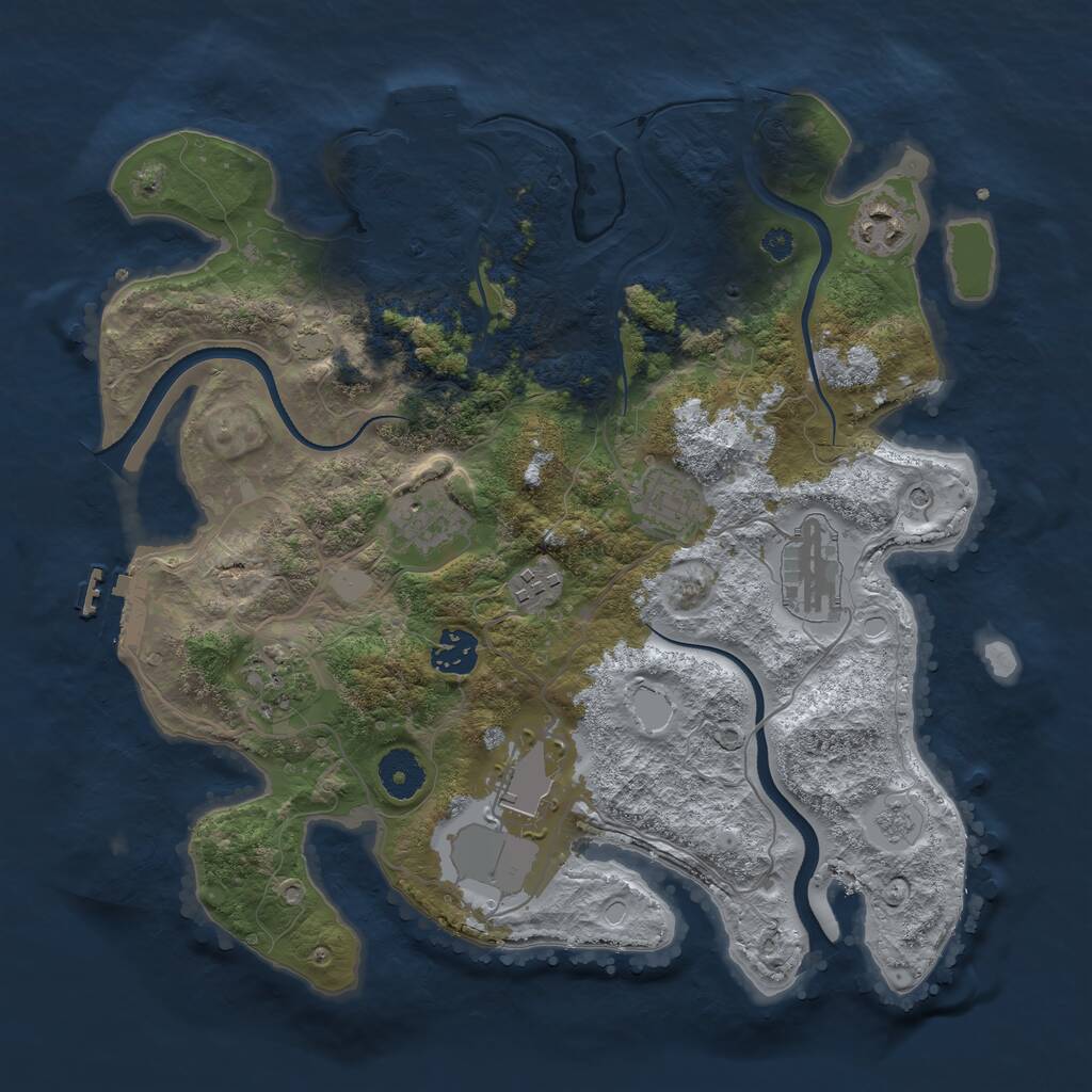 Rust Map: Procedural Map, Size: 3500, Seed: 54709816, 14 Monuments