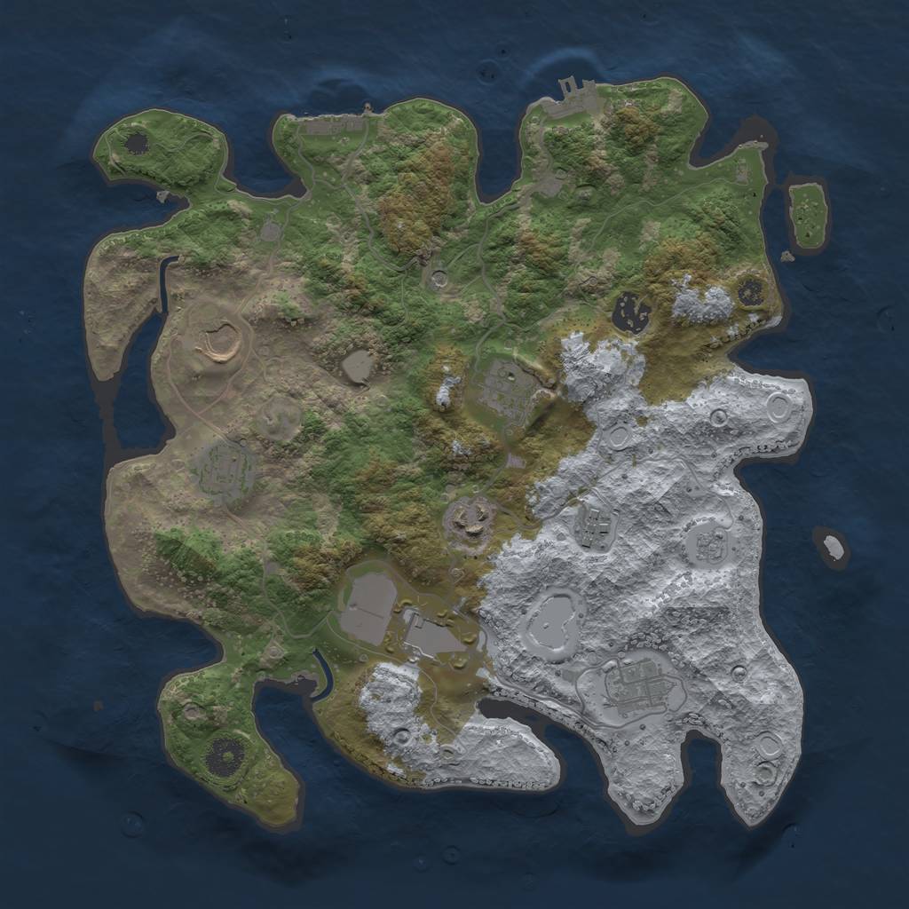 Rust Map: Procedural Map, Size: 3500, Seed: 54709816, 17 Monuments