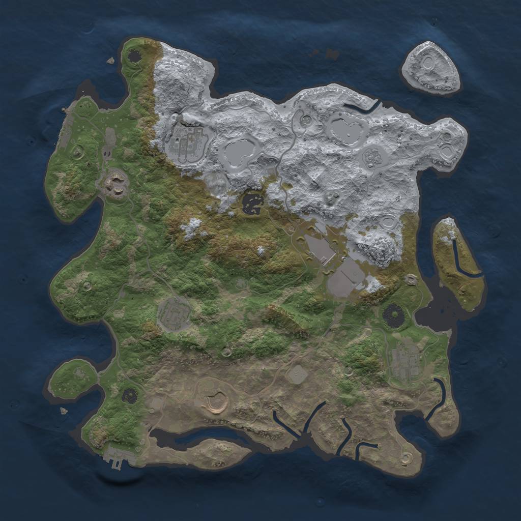 Rust Map: Procedural Map, Size: 3500, Seed: 6888807, 16 Monuments