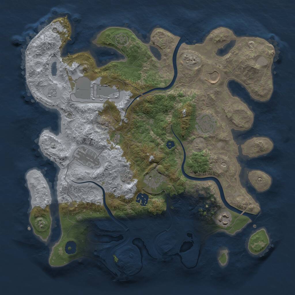 Rust Map: Procedural Map, Size: 3500, Seed: 21298630, 12 Monuments