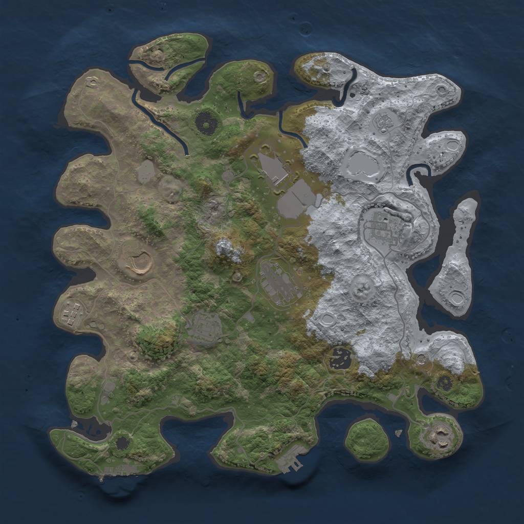 Rust Map: Procedural Map, Size: 3500, Seed: 48363690, 17 Monuments