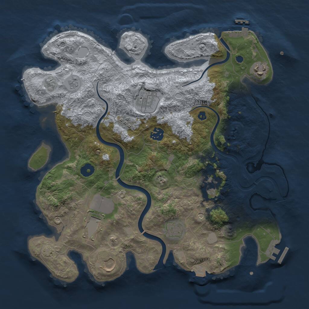 Rust Map: Procedural Map, Size: 3500, Seed: 37105740, 14 Monuments