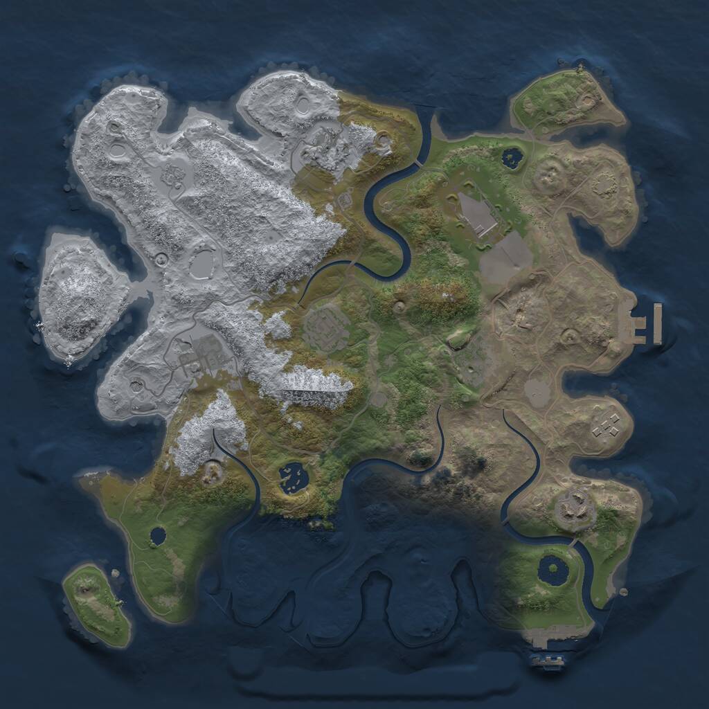 Rust Map: Procedural Map, Size: 3500, Seed: 13244568, 14 Monuments