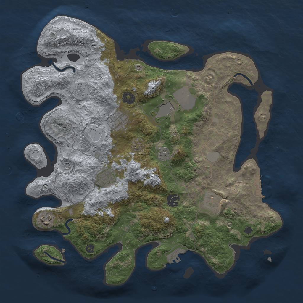 Rust Map: Procedural Map, Size: 3500, Seed: 49814050, 16 Monuments