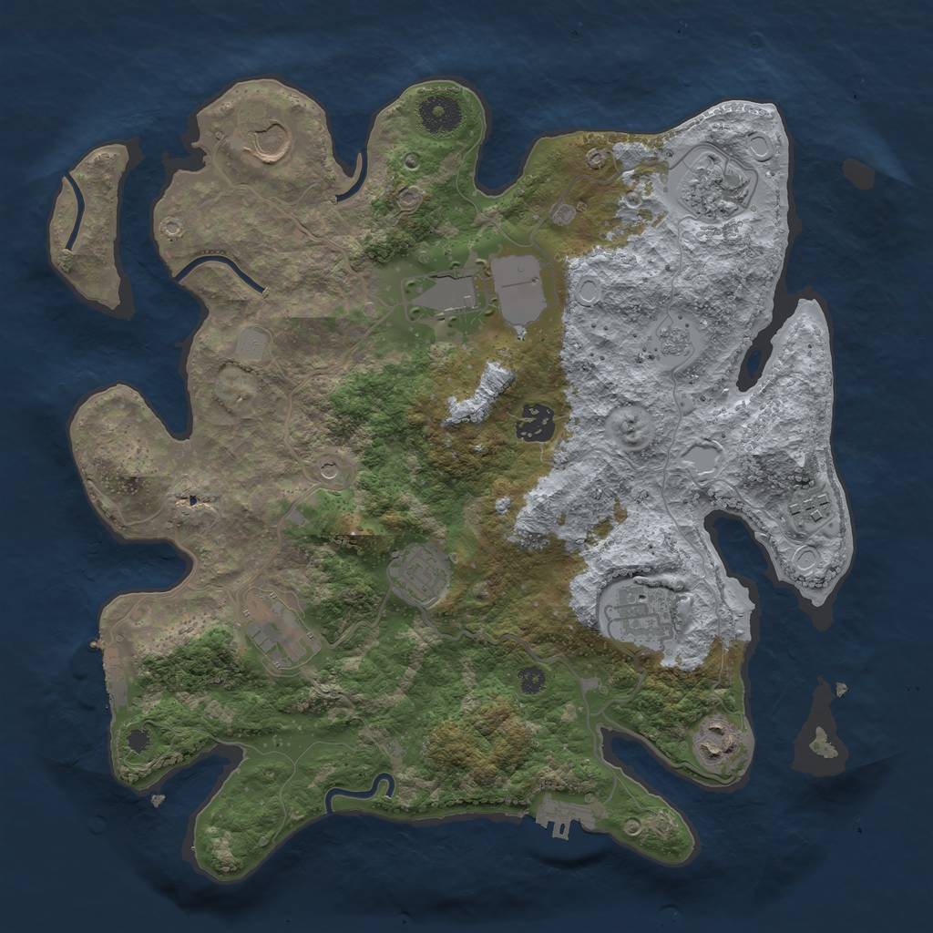 Rust Map: Procedural Map, Size: 3500, Seed: 32209974, 18 Monuments