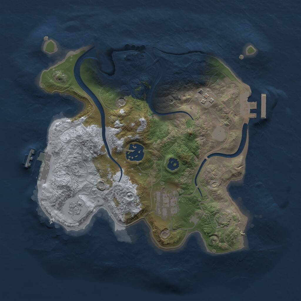Rust Map: Procedural Map, Size: 2500, Seed: 836232, 9 Monuments
