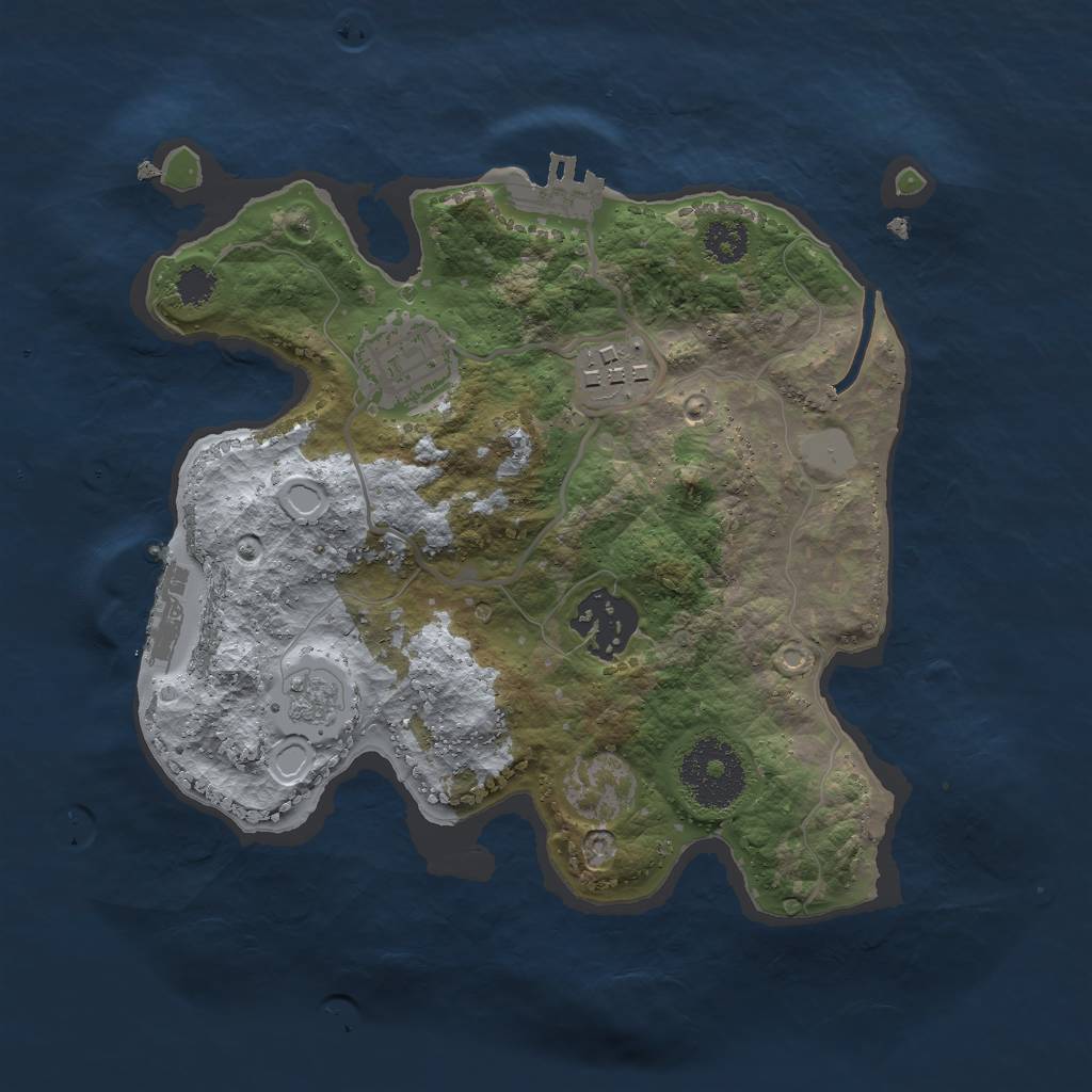 Rust Map: Procedural Map, Size: 2500, Seed: 836232, 11 Monuments