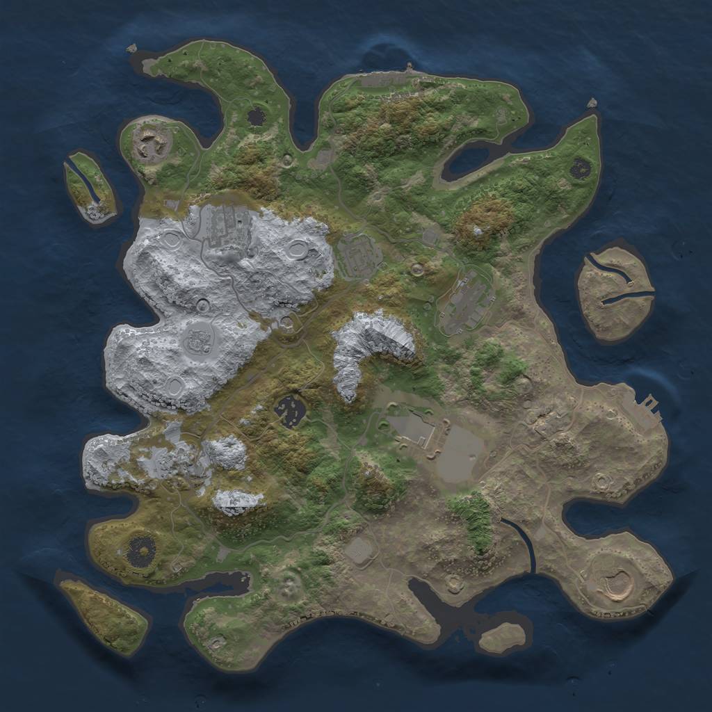 Rust Map: Procedural Map, Size: 3500, Seed: 25659657, 17 Monuments