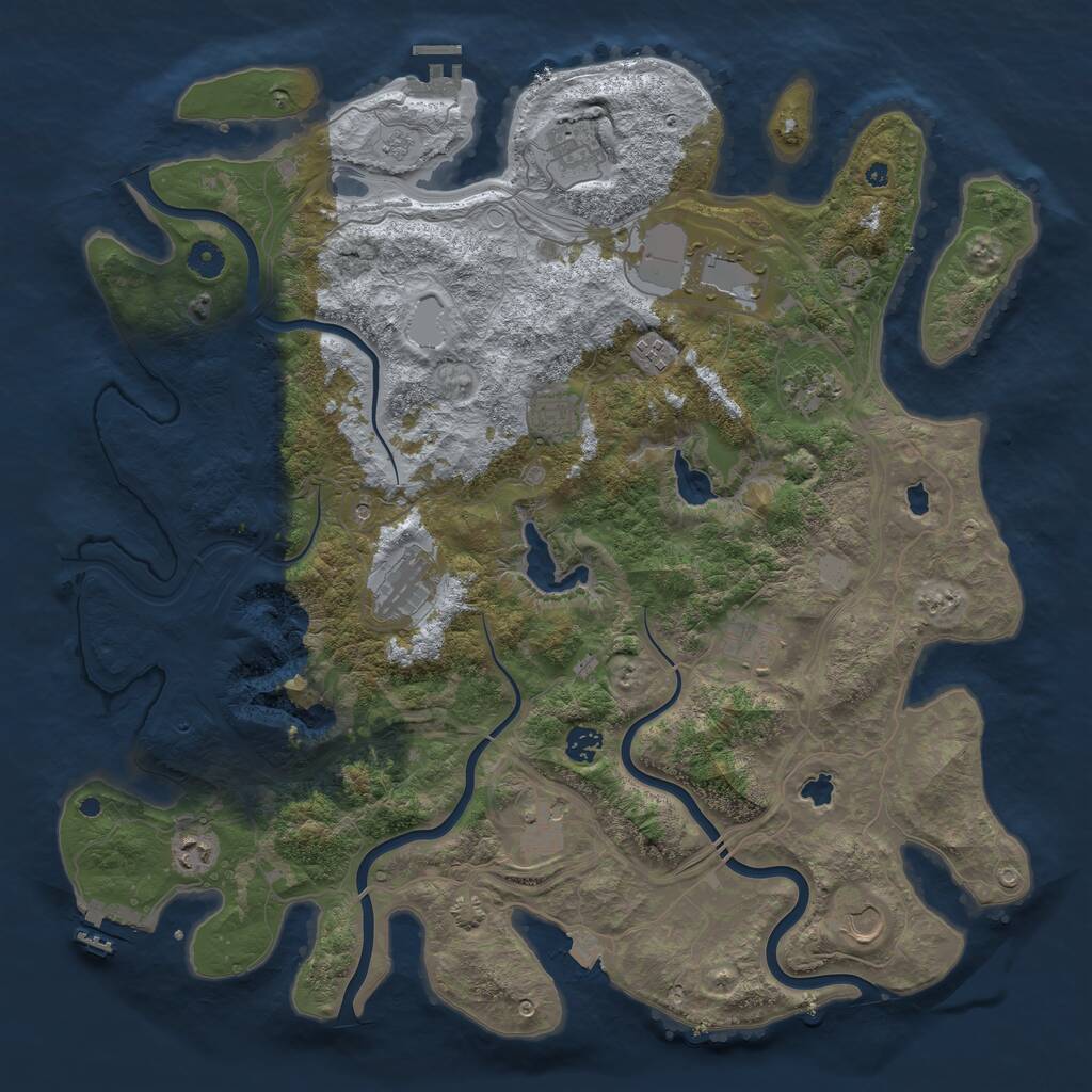 Rust Map: Procedural Map, Size: 4500, Seed: 1955430320, 17 Monuments