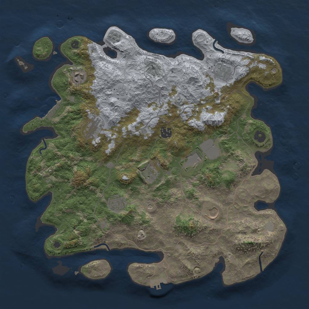 Rust Map: Procedural Map, Size: 4000, Seed: 976981273, 18 Monuments