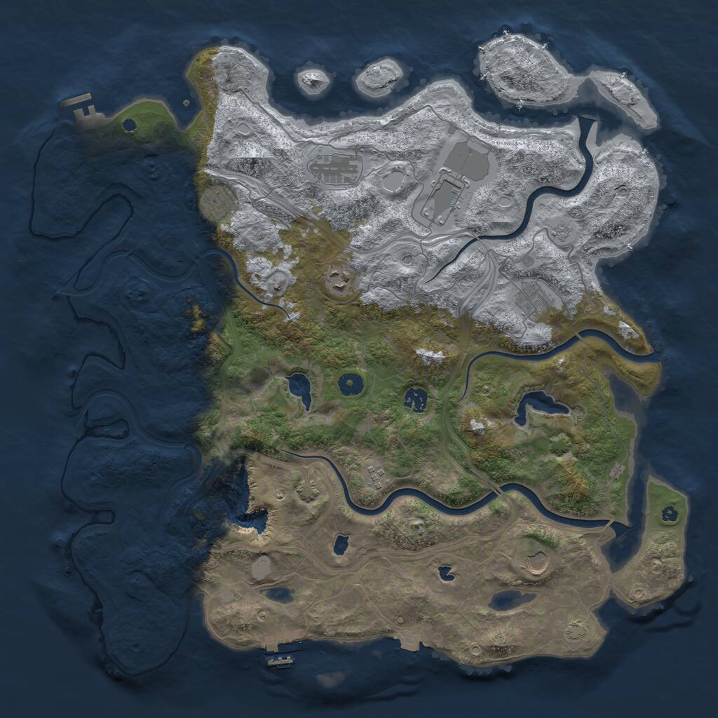 Rust Map: Procedural Map, Size: 4500, Seed: 700939505, 14 Monuments
