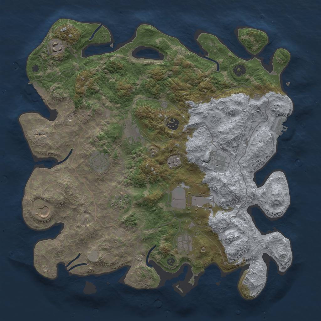 Rust Map: Procedural Map, Size: 4000, Seed: 1554722842, 19 Monuments