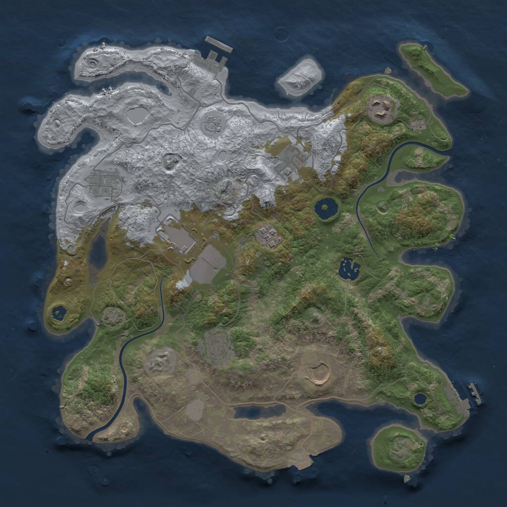 Rust Map: Procedural Map, Size: 3500, Seed: 60208831, 13 Monuments